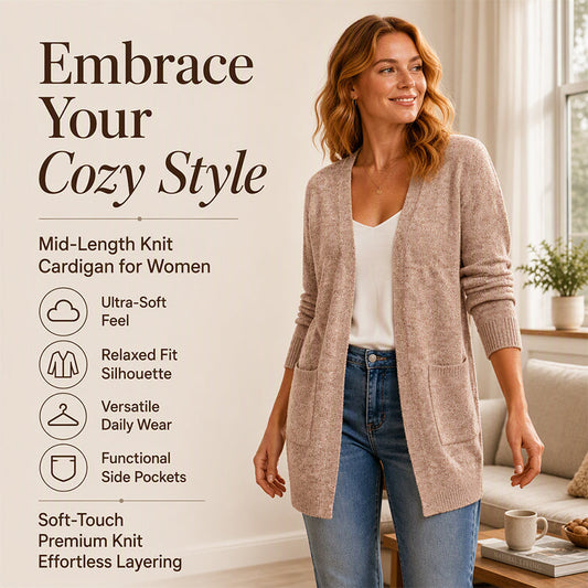 ✨ Cardigan tricotat casual pentru femei, cu deschidere în față