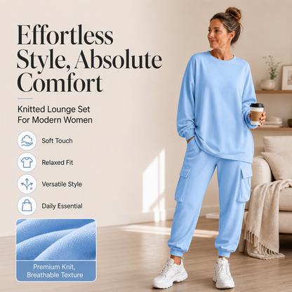 👖 Set pentru femei de zi cu zi, compus dintr-un top cu guler rotund și pantaloni cargo