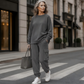 👖 Set pentru femei de zi cu zi, compus dintr-un top cu guler rotund și pantaloni cargo
