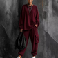 👖 Set pentru femei de zi cu zi, compus dintr-un top cu guler rotund și pantaloni cargo