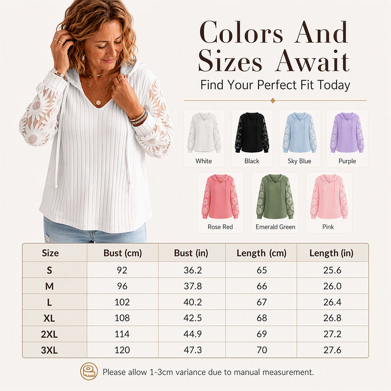 🧶 Women's Chic Lace Sleeve Hooded Sweater