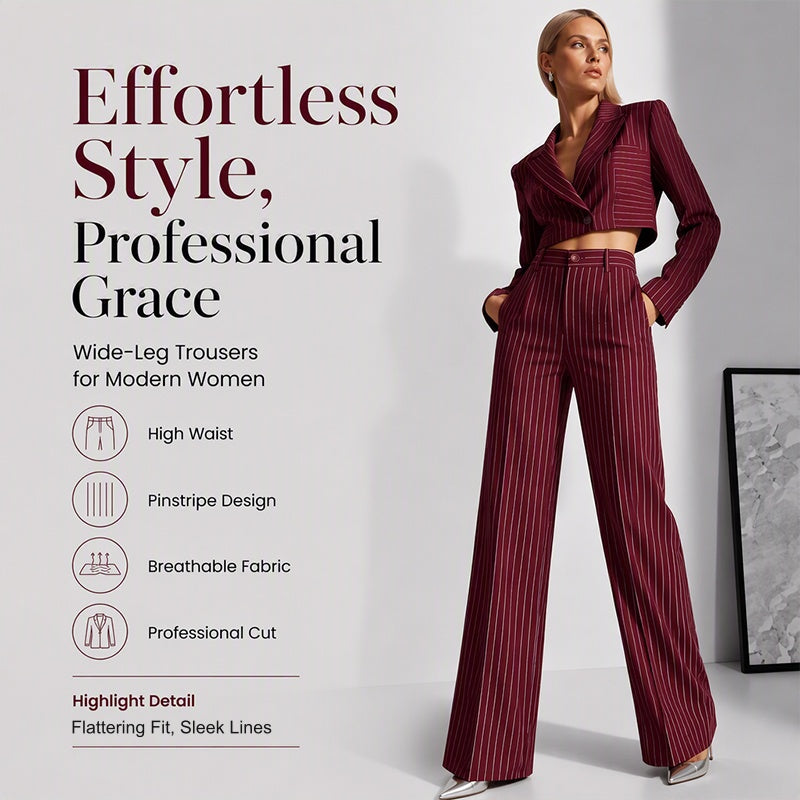 👖 Women's High-Waisted Striped Wide-Leg Pants