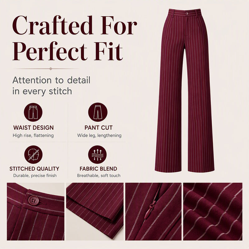 👖 Women's High-Waisted Striped Wide-Leg Pants