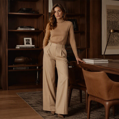 👖 Women's High-Waisted Striped Wide-Leg Pants