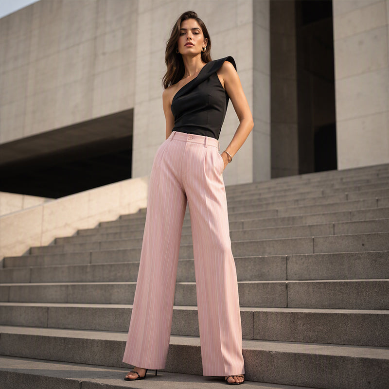 👖 Women's High-Waisted Striped Wide-Leg Pants