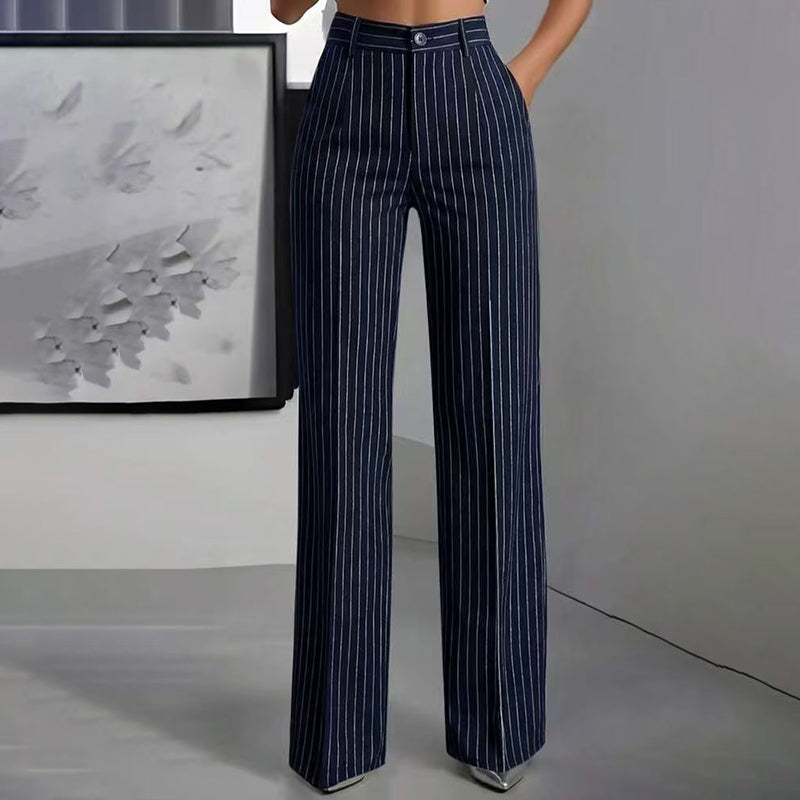 👖 Women's High-Waisted Striped Wide-Leg Pants