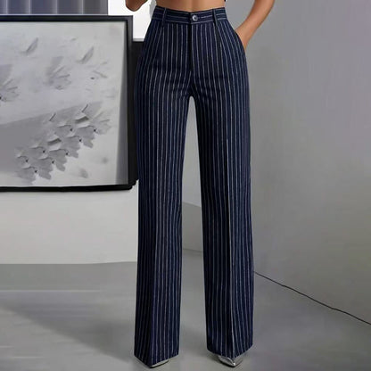 👖 Women's High-Waisted Striped Wide-Leg Pants