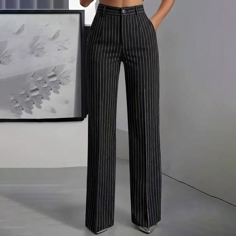 👖 Women's High-Waisted Striped Wide-Leg Pants
