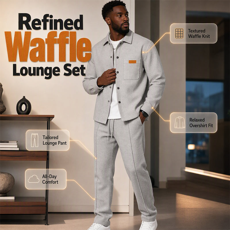 👖 Men's Waffle Knit Jacket & Pants Two-Piece Casual Set