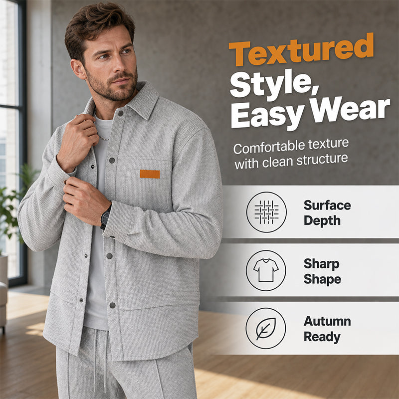 👖 Men's Waffle Knit Jacket & Pants Two-Piece Casual Set