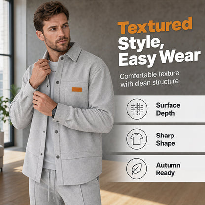 👖 Men's Waffle Knit Jacket & Pants Two-Piece Casual Set
