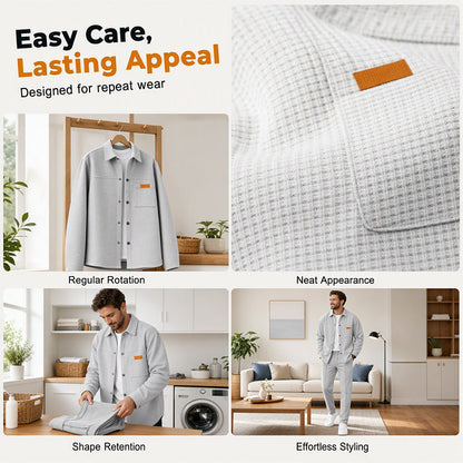 👖 Men's Waffle Knit Jacket & Pants Two-Piece Casual Set