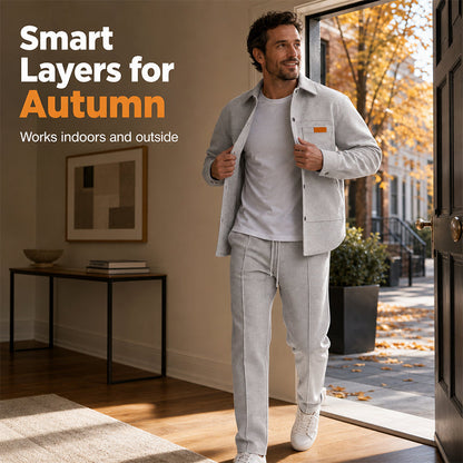 👖 Men's Waffle Knit Jacket & Pants Two-Piece Casual Set