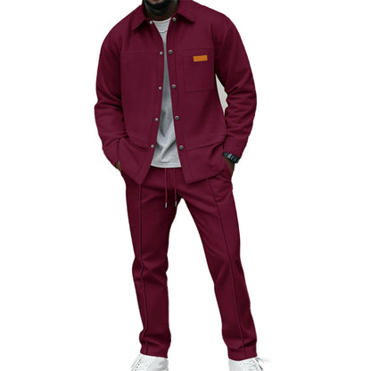 👖 Men's Waffle Knit Jacket & Pants Two-Piece Casual Set