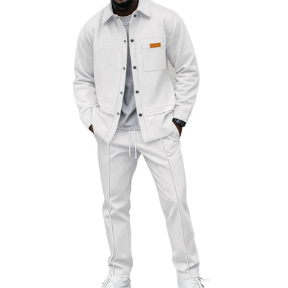 👖 Men's Waffle Knit Jacket & Pants Two-Piece Casual Set
