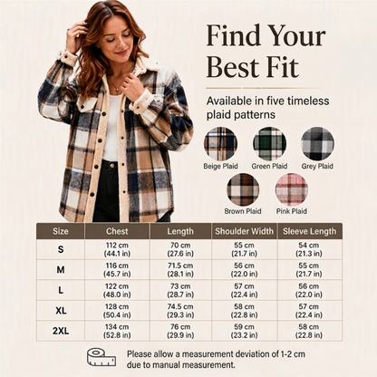 ✨ Women's Casual Outerwear with Color-Blocked Plaid Pattern