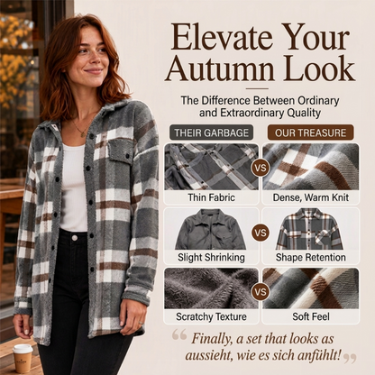 ✨ Women's Casual Outerwear with Color-Blocked Plaid Pattern