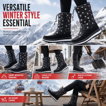 ✈️ Women's High‑Top Winter Snow Boots, Waterproof Non‑Slip Tall Boots with Thick Plush Lining & Thick Sole for Outdoor Snowy Days👢