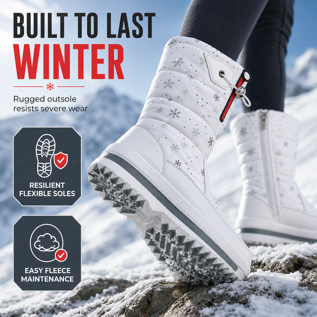 ✈️ Women's High‑Top Winter Snow Boots, Waterproof Non‑Slip Tall Boots with Thick Plush Lining & Thick Sole for Outdoor Snowy Days👢