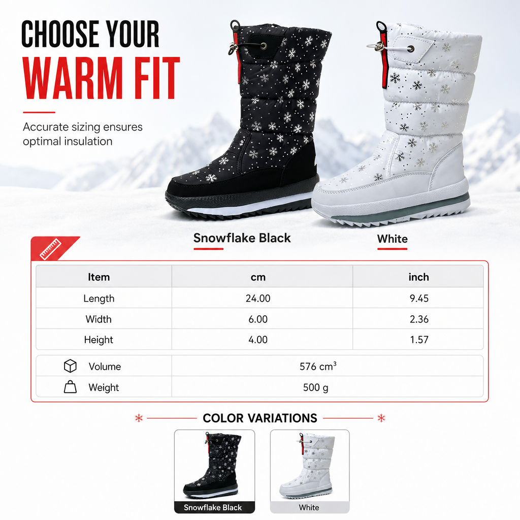 ✈️ Women's High‑Top Winter Snow Boots, Waterproof Non‑Slip Tall Boots with Thick Plush Lining & Thick Sole for Outdoor Snowy Days👢