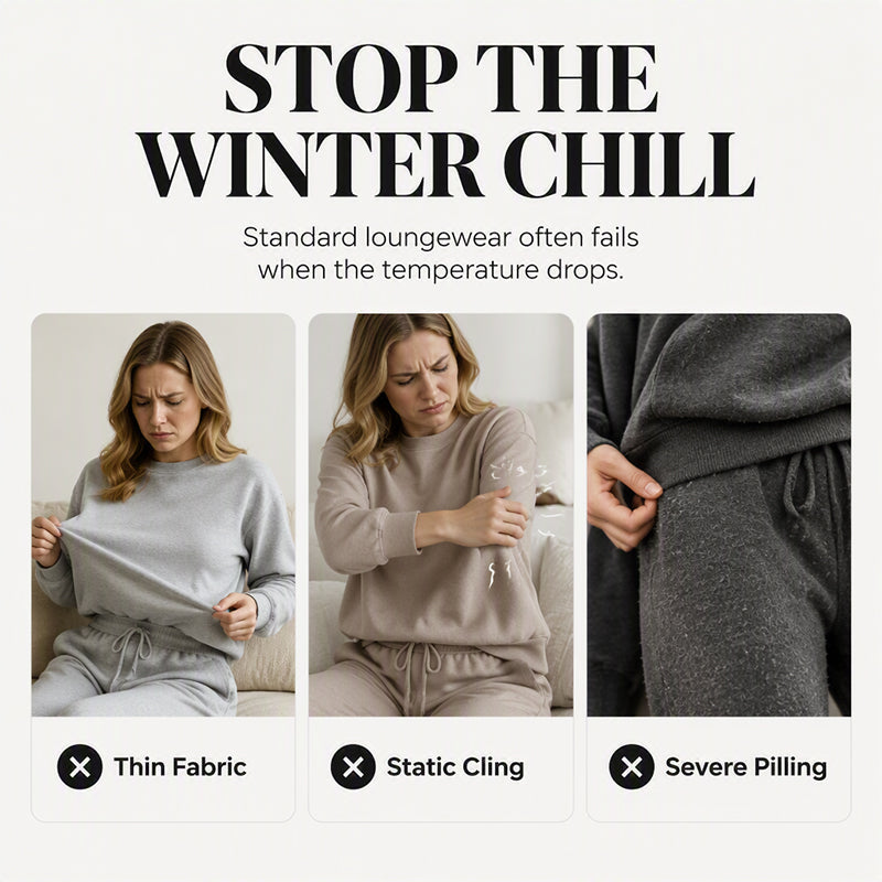 👖 Women's Plush Cable Knit Hoodie & Pants Set