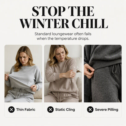 👖 Women's Plush Cable Knit Hoodie & Pants Set