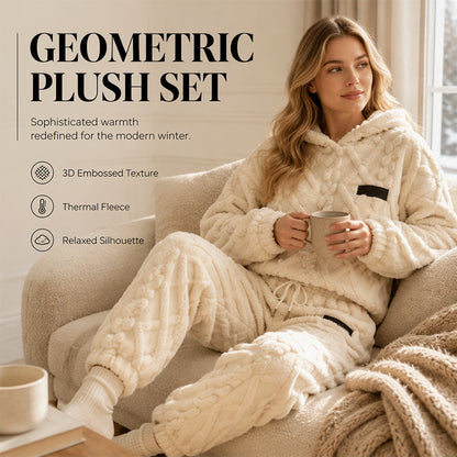 👖 Women's Plush Cable Knit Hoodie & Pants Set