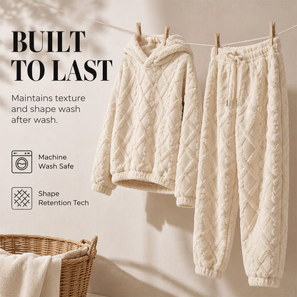 👖 Women's Plush Cable Knit Hoodie & Pants Set