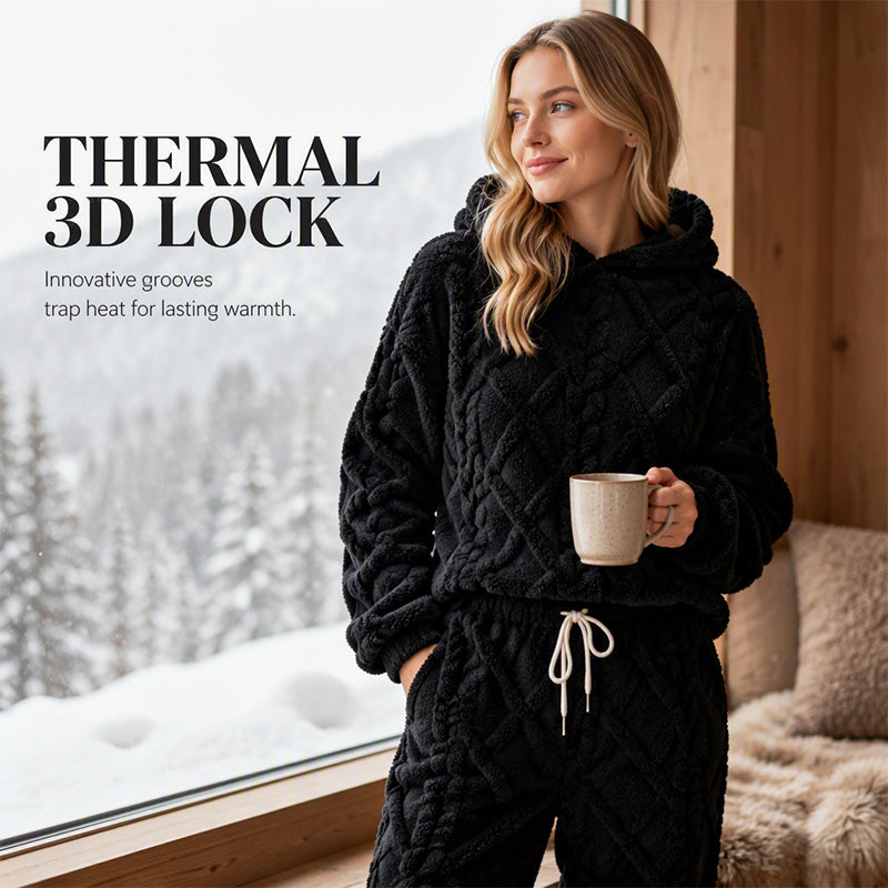 👖 Women's Plush Cable Knit Hoodie & Pants Set