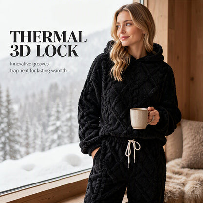 👖 Women's Plush Cable Knit Hoodie & Pants Set
