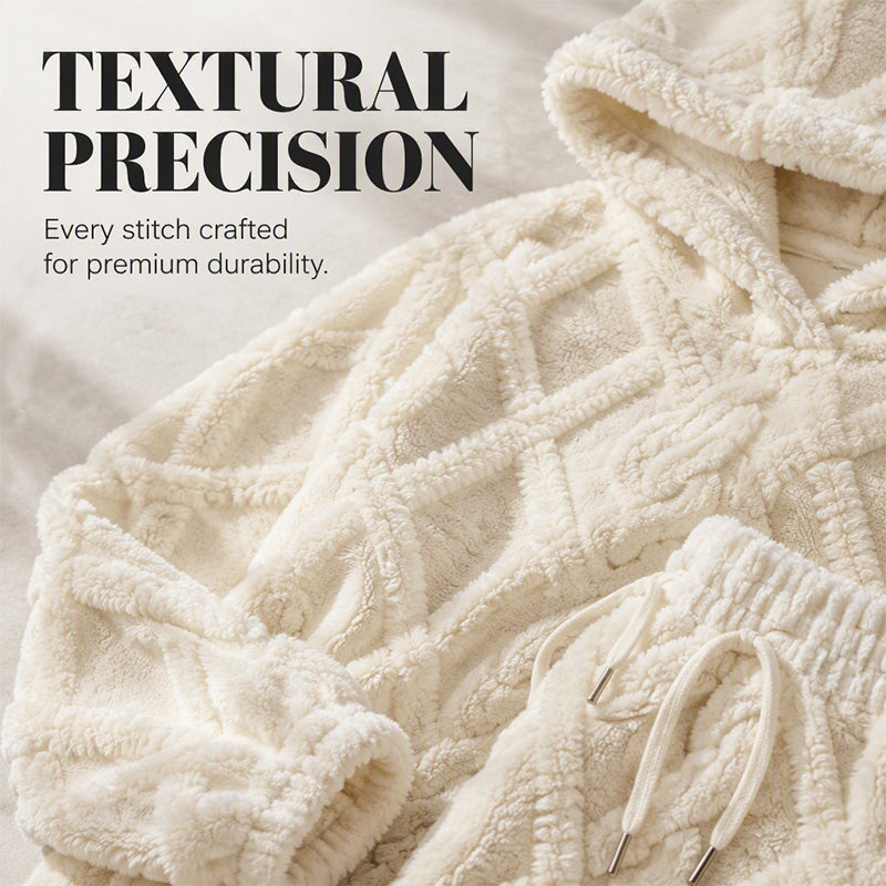 👖 Women's Plush Cable Knit Hoodie & Pants Set