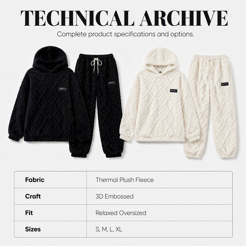 👖 Women's Plush Cable Knit Hoodie & Pants Set