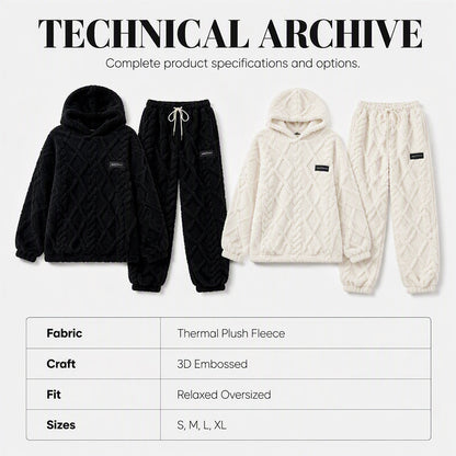 👖 Women's Plush Cable Knit Hoodie & Pants Set