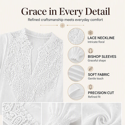 🎀 Women's Lace V-Neck Long Sleeve Top