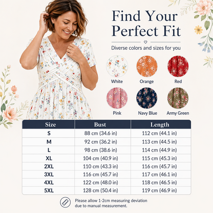 👗 Women's V-Neck Floral Print Dress with Twist Waist