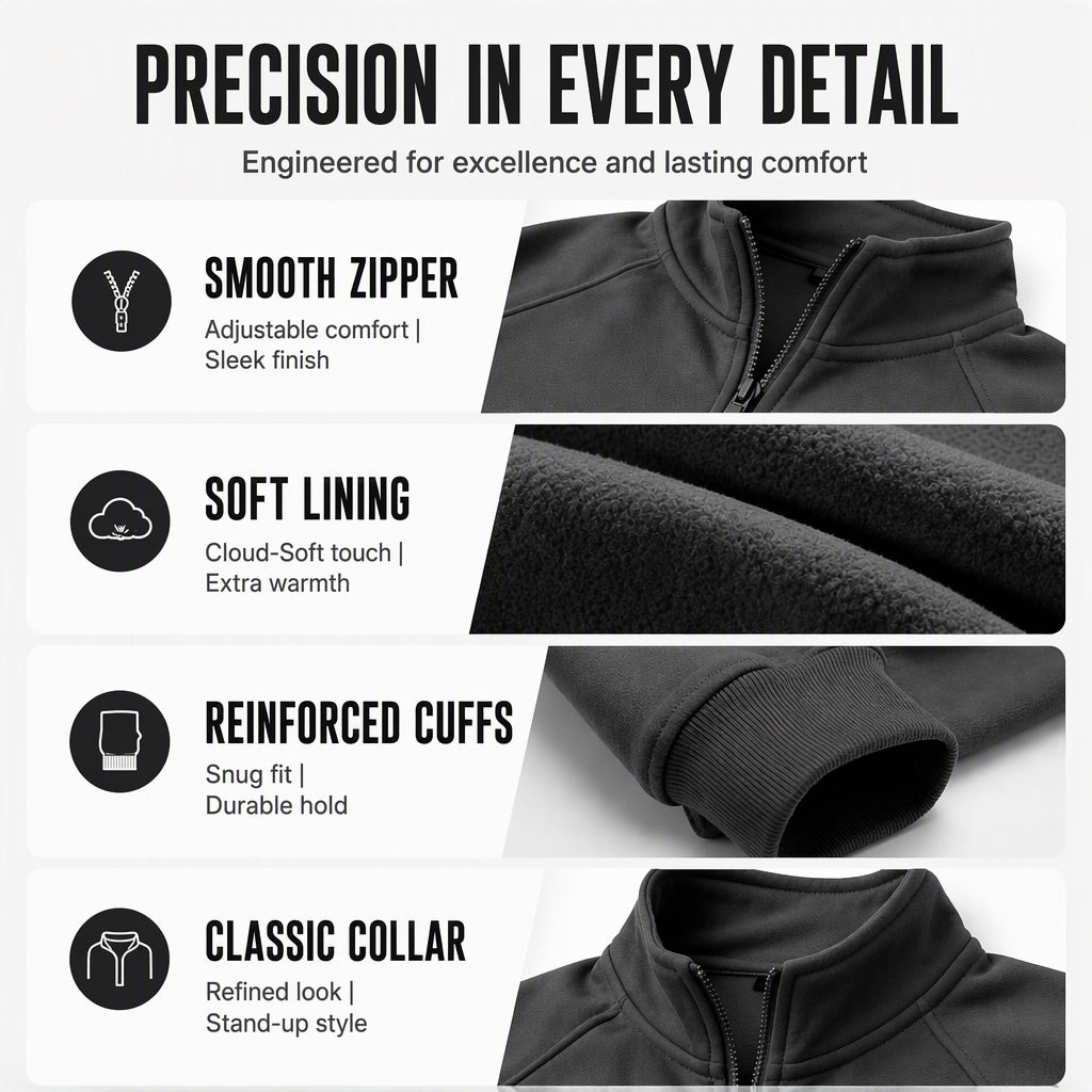 Men's Quarter-Zip Stand Collar Pullover