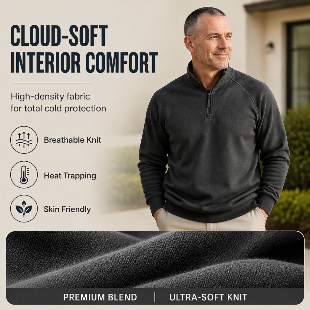 Men's Quarter-Zip Stand Collar Pullover