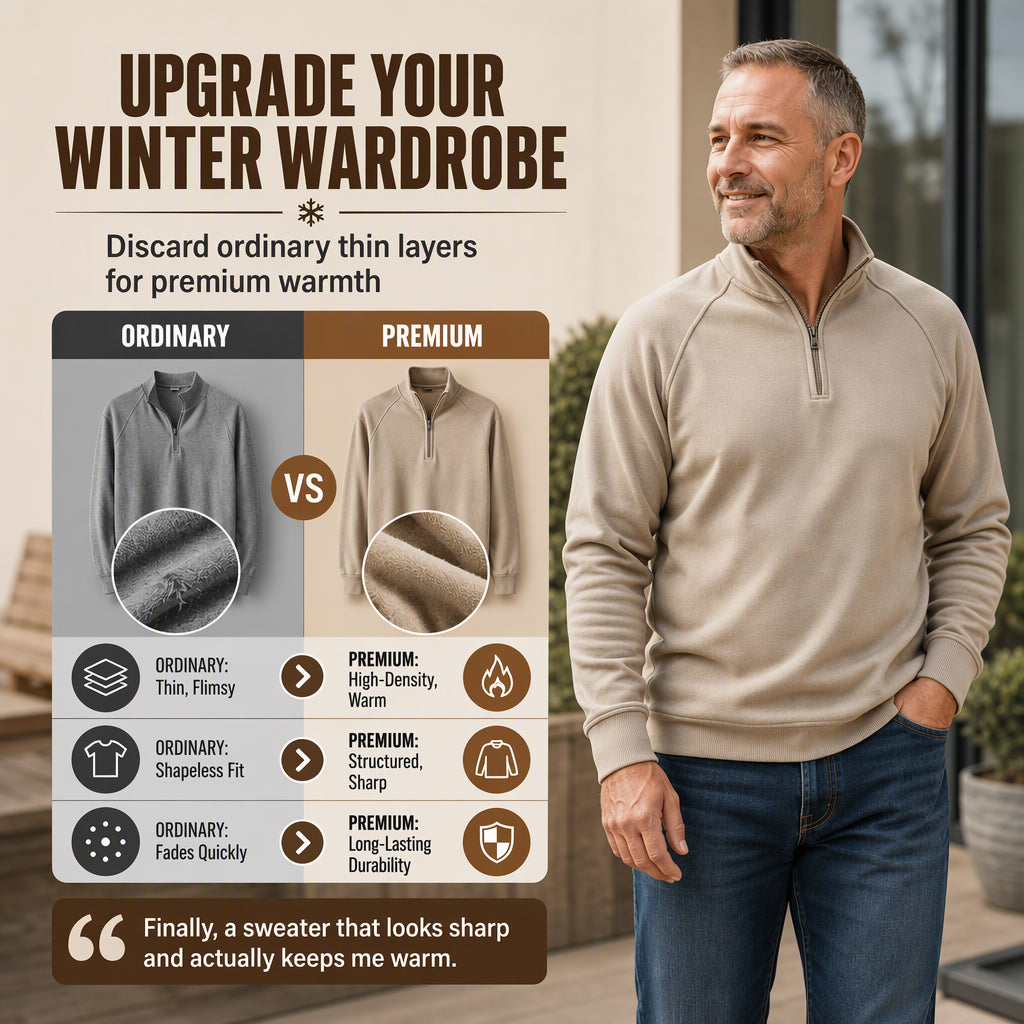 Men's Quarter-Zip Stand Collar Pullover