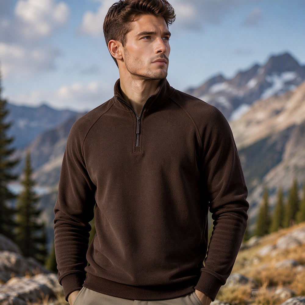 Men's Quarter-Zip Stand Collar Pullover