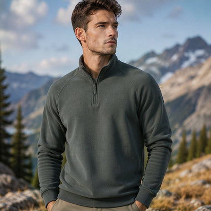 Men's Quarter-Zip Stand Collar Pullover