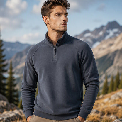 Men's Quarter-Zip Stand Collar Pullover