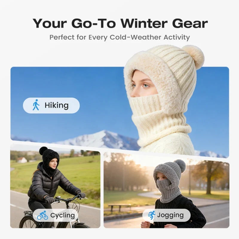 🧣 Women's Winter One-Piece Knitted Beanie Scarf Mask