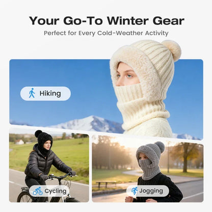 🧣 Women's Winter One-Piece Knitted Beanie Scarf Mask