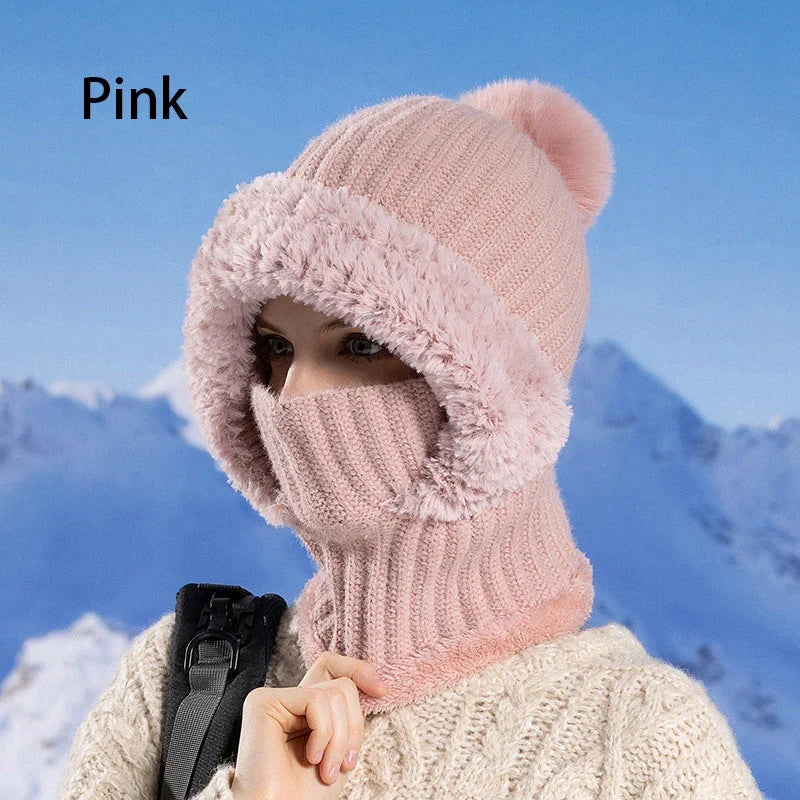 🧣 Women's Winter One-Piece Knitted Beanie Scarf Mask
