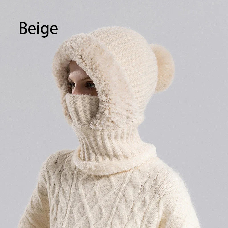 🧣 Women's Winter One-Piece Knitted Beanie Scarf Mask