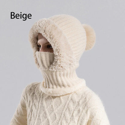 🧣 Women's Winter One-Piece Knitted Beanie Scarf Mask