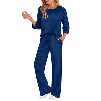 👖 Women's Ribbed Knit Top & Straight Pants Set