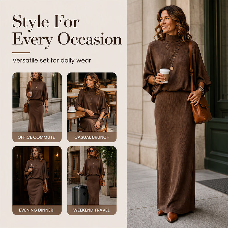 👕 Women's Batwing Sleeve Top & Maxi Skirt Set
