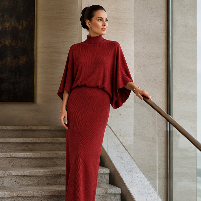 👕 Women's Batwing Sleeve Top & Maxi Skirt Set