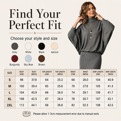 👕 Women's Batwing Sleeve Top & Maxi Skirt Set